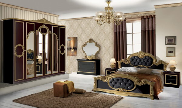 BAROCCO ITALIAN BLACK/GOLD BEDROOM SET - Image 5