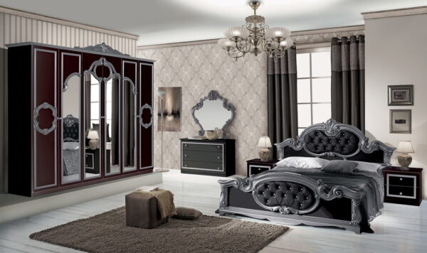 BAROCCO ITALIAN BLACK/GOLD BEDROOM SET - Image 4