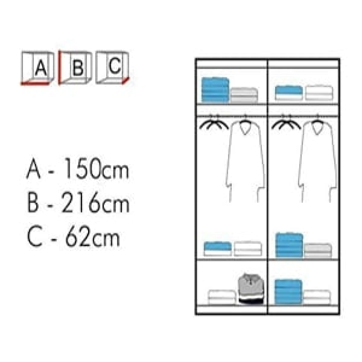 Caledonia Sliding Door Wardrobe - Black, White, Grey - Image 4