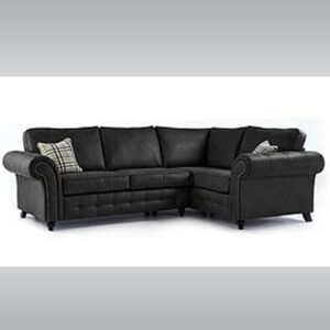 Large Leather Romeo Corner Sofa (Black)