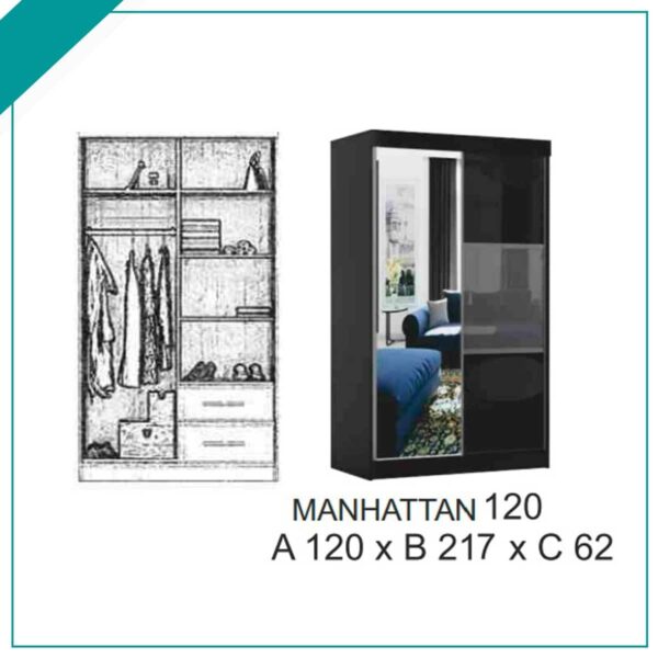 MANHATTAN BLACK HIGH GLOSS (120CM) - Image 2