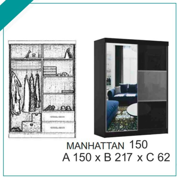 MANHATTAN BLACK HIGH GLOSS (150CM) - Image 2