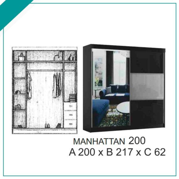 MANHATTAN BLACK HIGH GLOSS (200CM) - Image 3