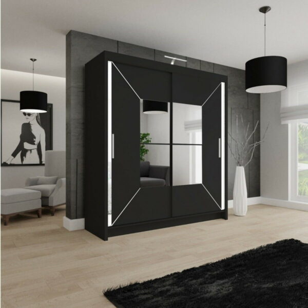 Nicole 2-Door Mirrored Sliding Wardrobe - Image 4