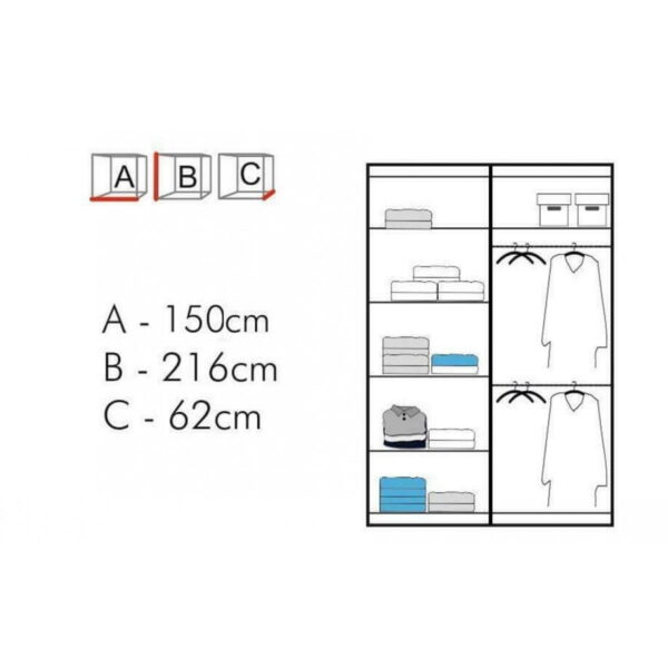 Nicole 2-Door Mirrored Sliding Wardrobe - Image 2