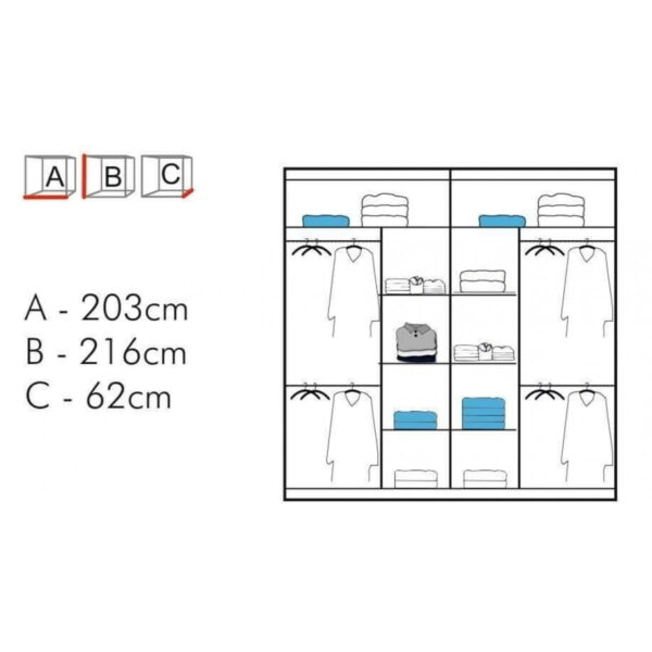 Nicole 2-Door Mirrored Sliding Wardrobe - Image 5