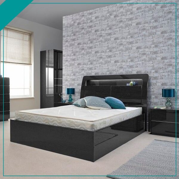 RUGBY BLACK HIGH GLOSS STORAGE BED