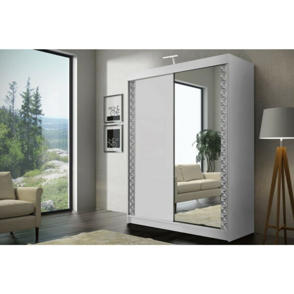 Vikas II Sliding Door Wardrobe - Black, White, Grey - Image 4