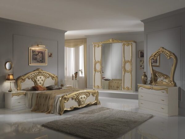 CRISTINA ITALIAN BEIGE/SILVER BEDROOM SET - Image 4