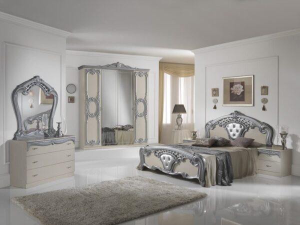 CRISTINA ITALIAN BEIGE/SILVER BEDROOM SET - Image 3