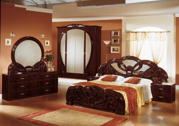 GAIDA ITALIAN BEDROOM WHITE/MAHOGANY BEDROOM SET (EU)