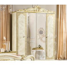 LEONARDO IVORY FINISH 4 DOOR MIRROR WARDROBE