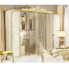 LEONARDO IVORY FINISH 6 DOOR MIRROR WARDROBE