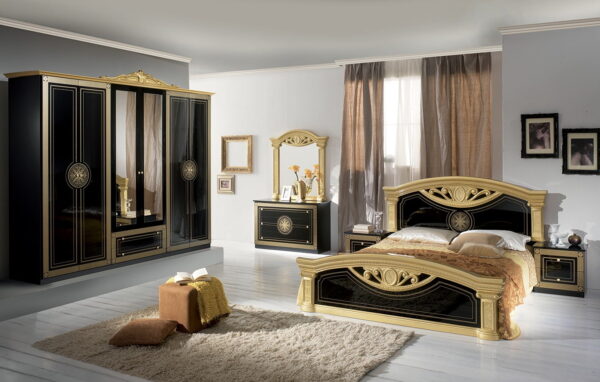 NEW ROMA ITALIAN BLACK/SILVER BEDROOM SET - Image 3