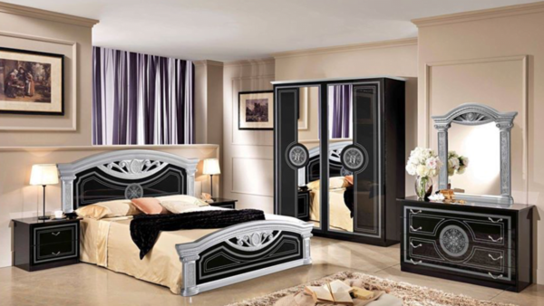 NEW ROMA ITALIAN BEDROOM SET (BLACK/GOLD) - Image 2