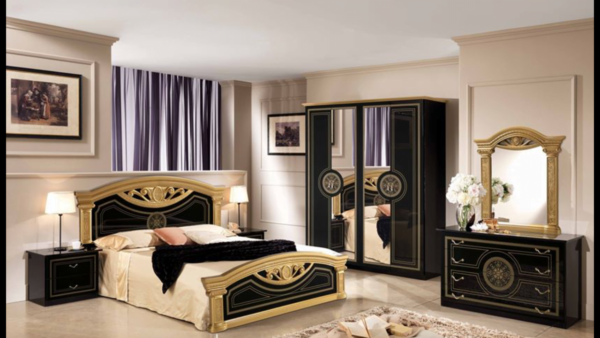 NEW ROMA ITALIAN BEDROOM SET (BLACK/GOLD) - Image 4